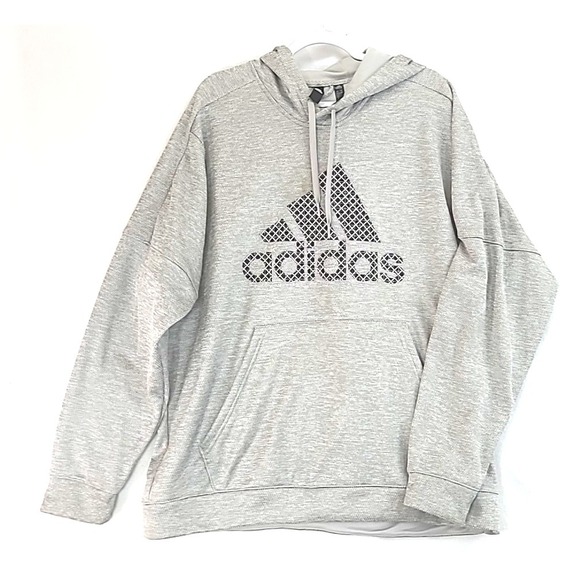 adidas Other - Adidas Mens Size 2XL Big Spellout Screenprint Logo Pullover Hoodie Gray Logo